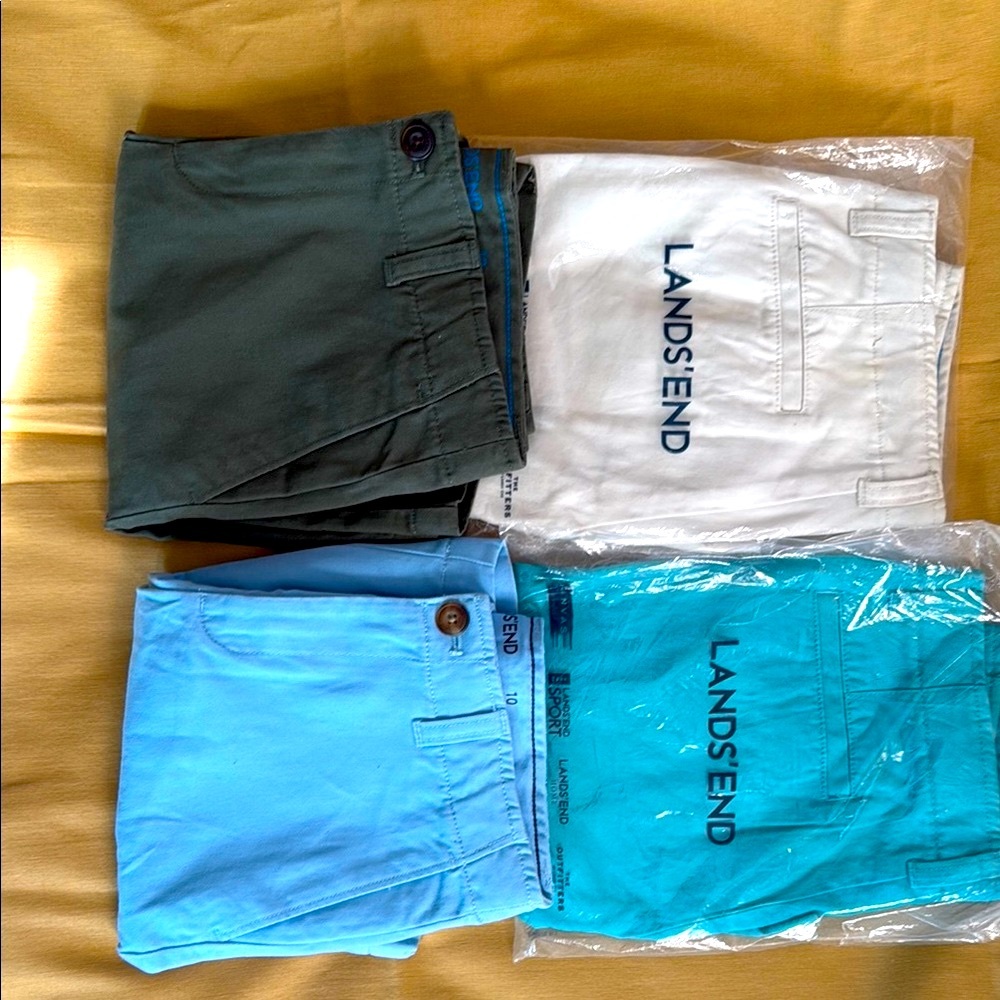 Lands' End Kids' Cadet Shorts-Baby Blue, Antique Alabaste, Blue Turquoise Sz 10